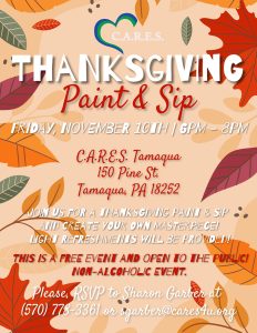 C.A.R.E.S. Thanksgiving Paint & Sip @ C.A.R.E.S. Tamaqua